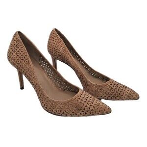 Ann Taylor Shoes Womens 10 M Tan High Heels Pumps Cutout Natural Pointed Toe